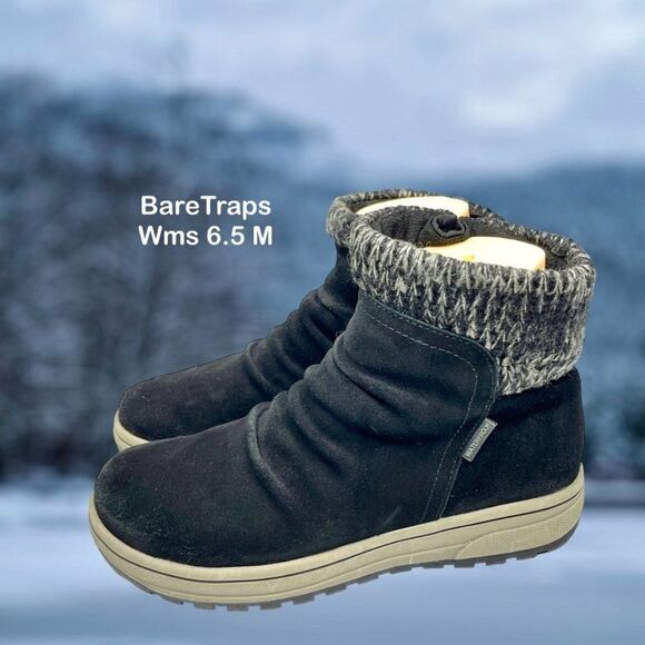Baretraps Womens Danna Black Suede WTRPF Zip Snow Ankle Bootie Size 6.5 M - Picture 1 of 12